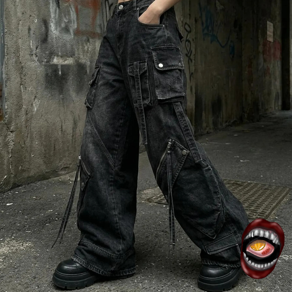 Calça Jeans Estilizado Bolsos e Zíperes - Imagem 2
