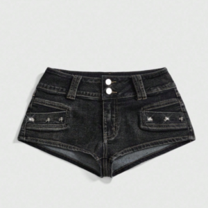 Micro Shorts Jeans Preto Estonado