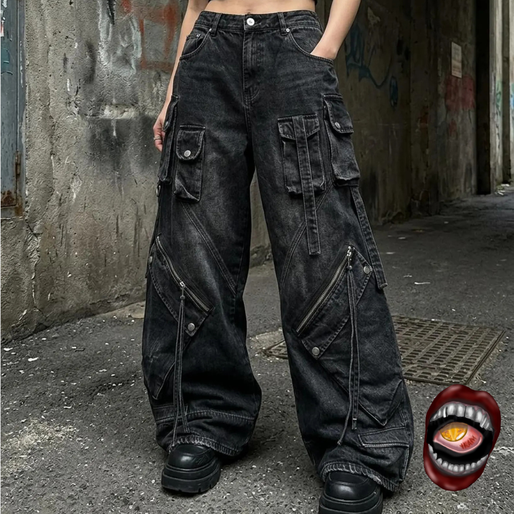 Calça Jeans Estilizado Bolsos e Zíperes - Imagem 3