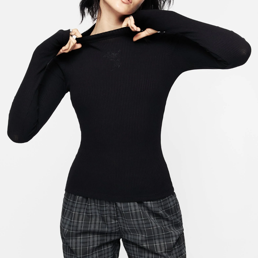 Blusa Segunda Pele Preta de Gola Alta