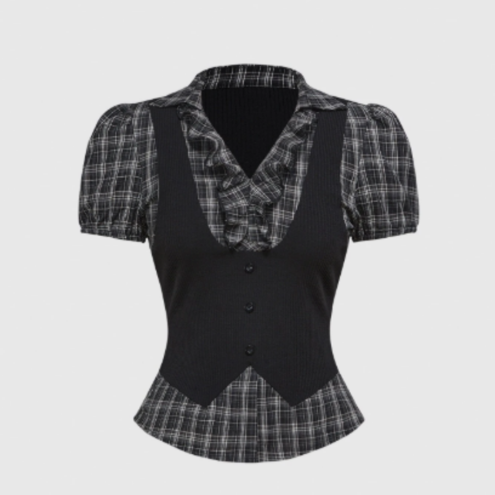 Blusa Xadrez com Colete