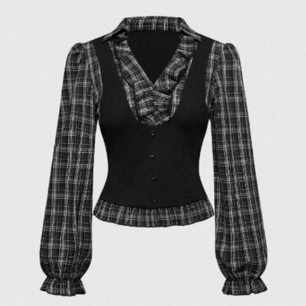 Blusa Xadrez com Colete