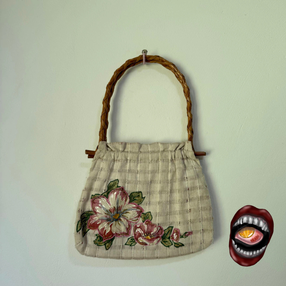 Bolsa de Tecido Vintage com Bordado Floral