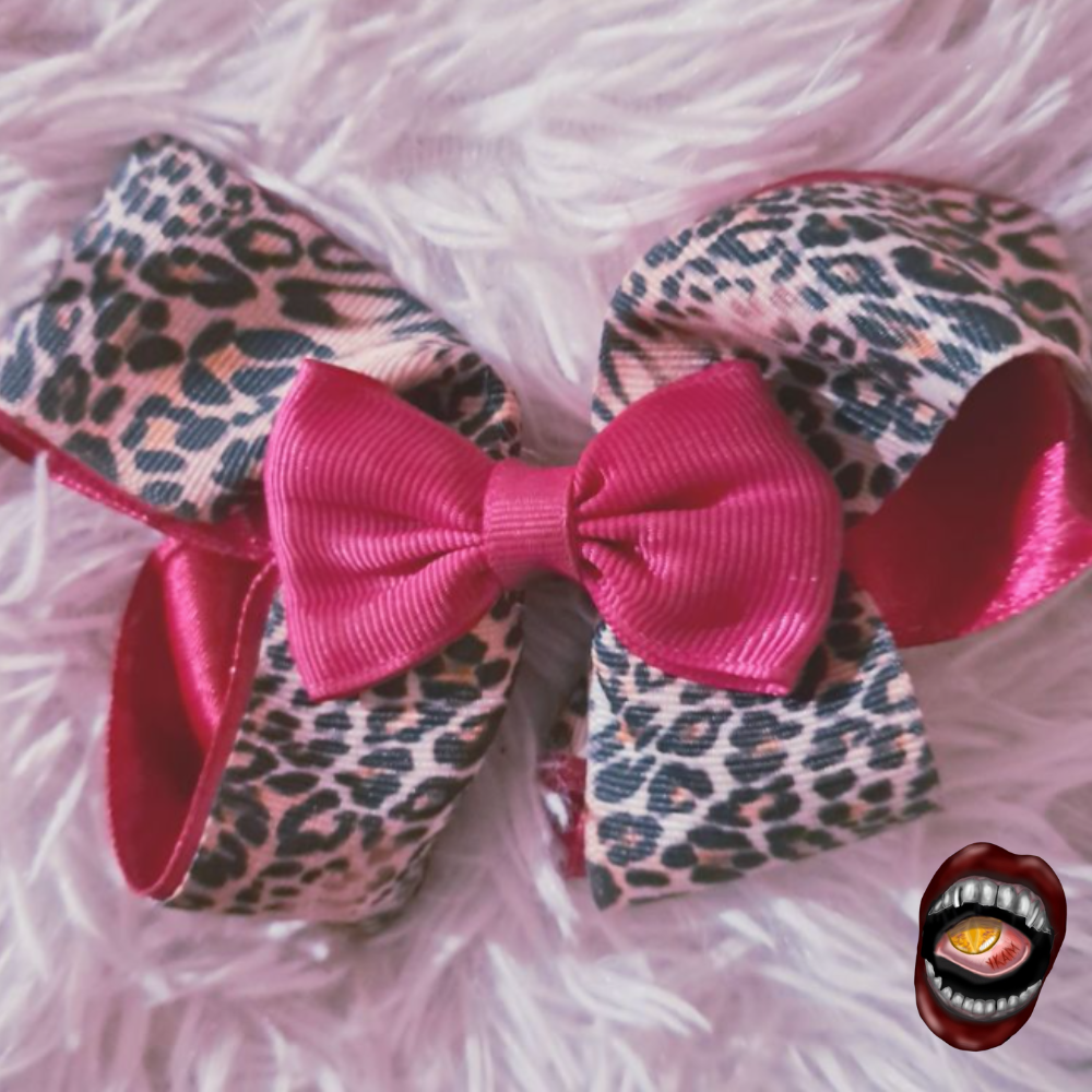 Laço de Cabelo Animal Print Rosa