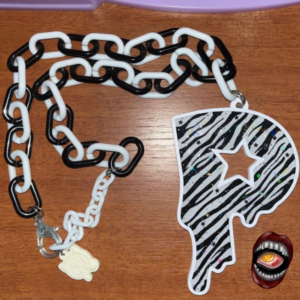 Colar de Corrente Preto e Branco