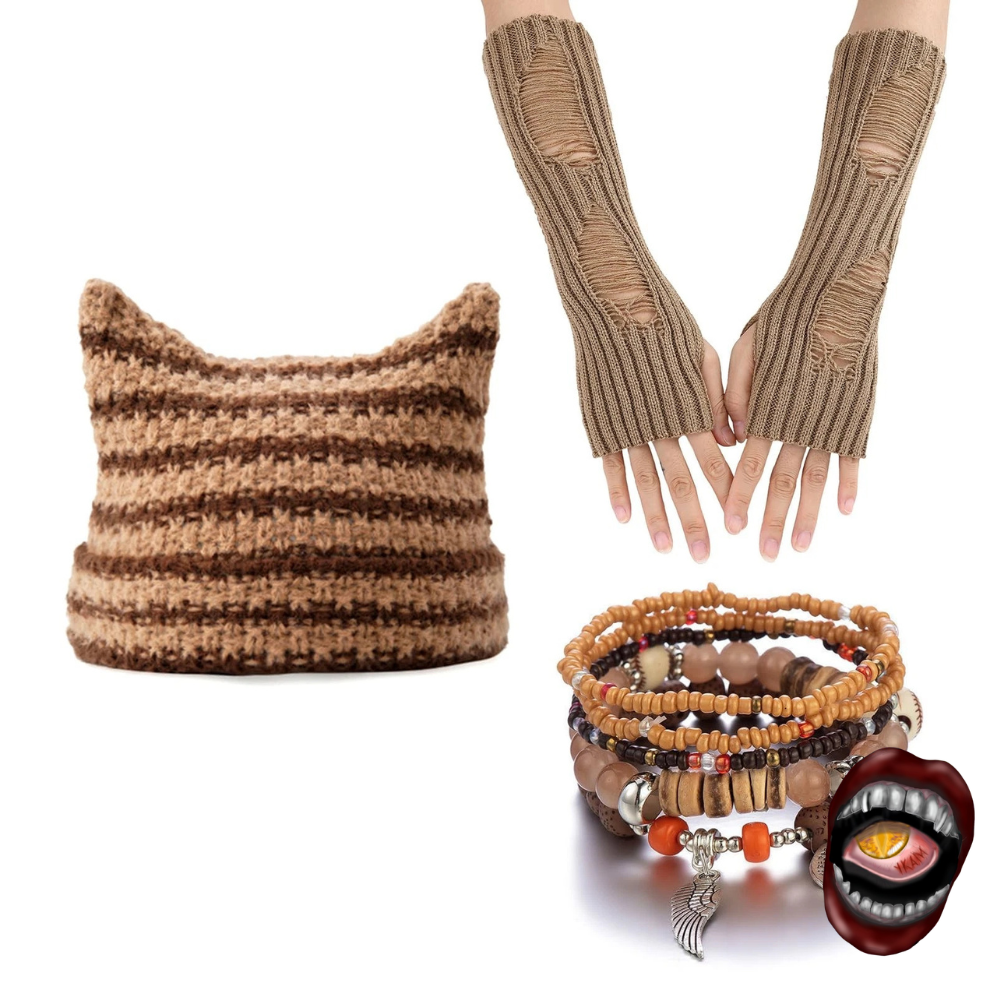 Kit Acessórios Gorro, Luvas e Pulseiras