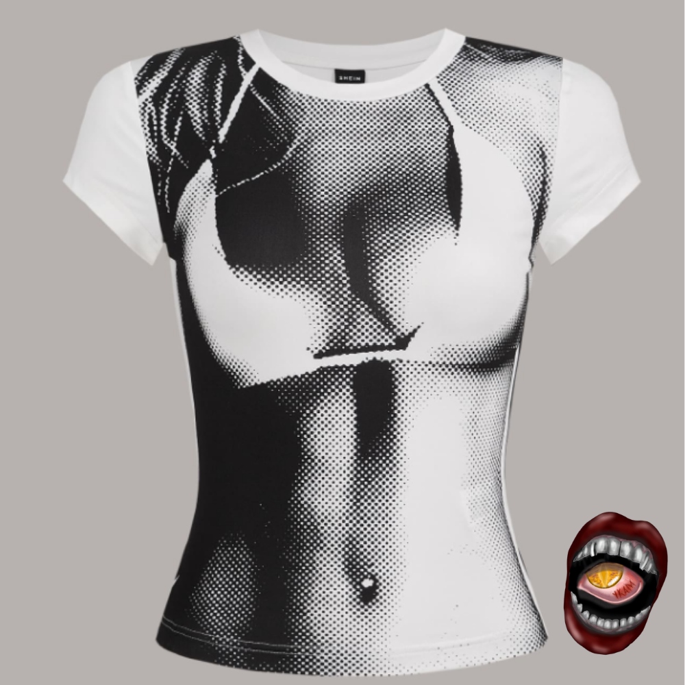 Baby Look Branca com Estampa - Imagem 3