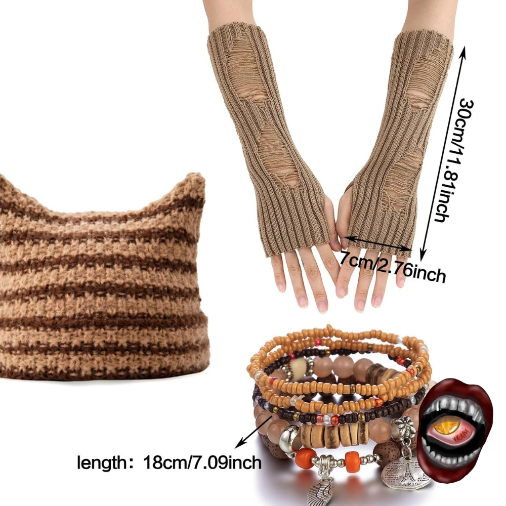 Kit Acessórios Gorro, Luvas e Pulseiras - Imagem 2