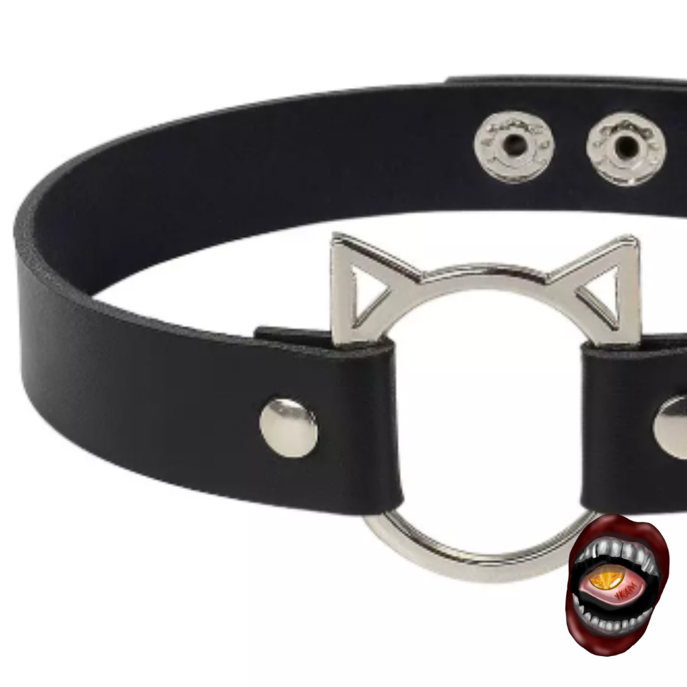 Choker Preta com Argola Gato - Imagem 3